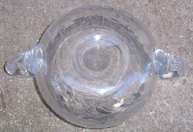 Vintage Glass Sugar Bowl with Etched Floral Design