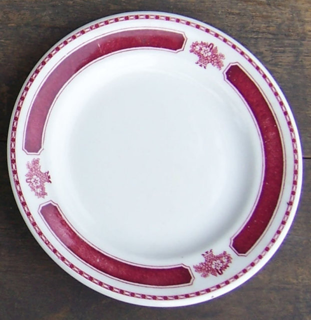 Sterling China White and Red Bread and Butter Plate