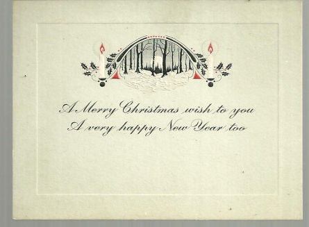 Vintage Merry Christmas Card with Candles and Snow