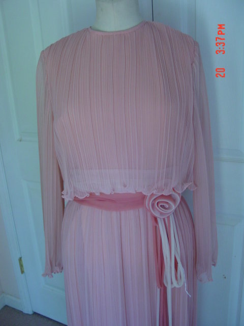 Old Rose Chiffon Evening Gown Dress by Miss Elliette