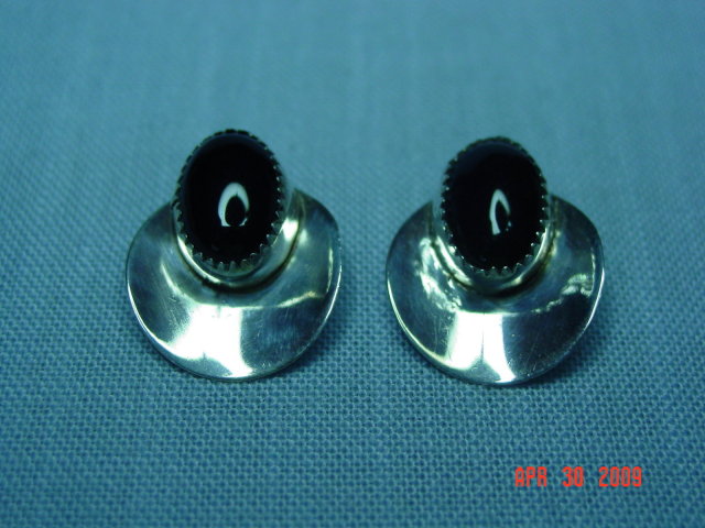 Sterling Black Onyx Pierced Earrings