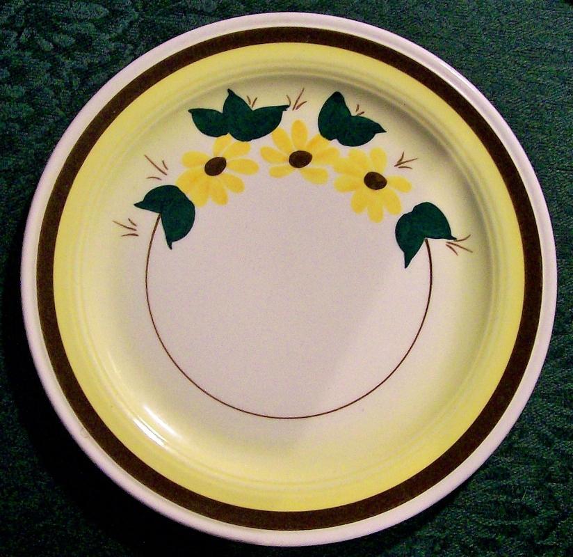 Vintage Vernonware Brown-Eyed Susan Plate Set/4 Metlox 7.5