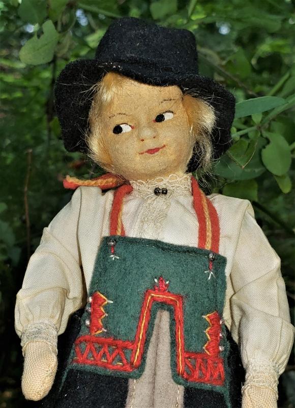 Vintage European Male Souvenir Doll Swiss/Tyrolean Mid-1900's 7.5