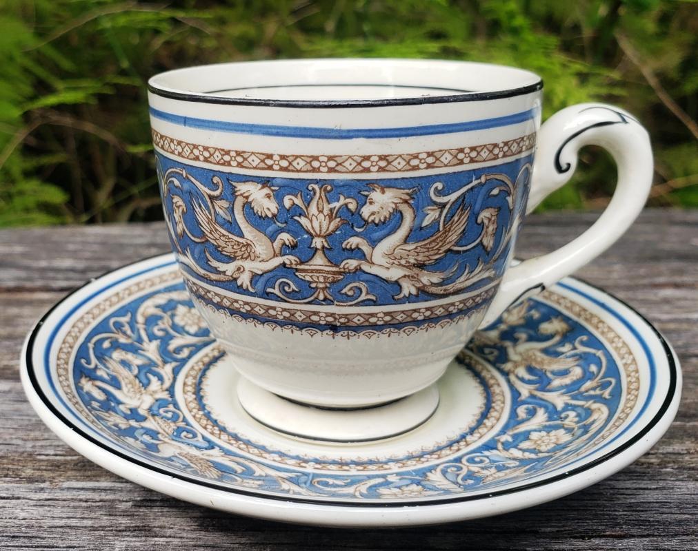 Vintage Myott Medici Demitasse Cup/Saucer Sky Blue 1930s