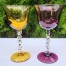 Vintage Twisted Stem Glass Pair Amber/Amethyst 1940s-60s Italy