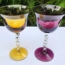 Vintage Twisted Stem Glass Pair Amber/Amethyst 1940s-60s Italy