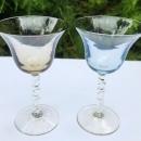 Vintage Twisted Stem Glass Pair Blue/Smoke 1940s-60s Italy