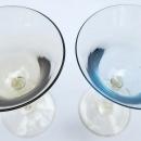 Vintage Twisted Stem Glass Pair Blue/Smoke 1940s-60s Italy