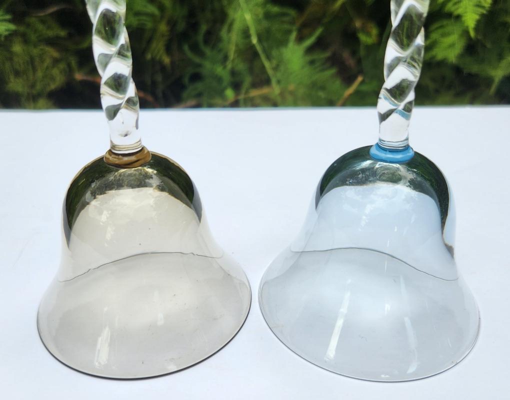 Vintage Twisted Stem Glass Pair Blue/Smoke 1940s-60s Italy