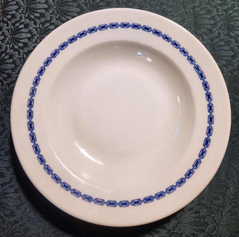 Vintage Maddock/Lamberton BLUE CHAIN NAVY WARDROOM Soup Bowl Restaurant Ca.1900 RARE!