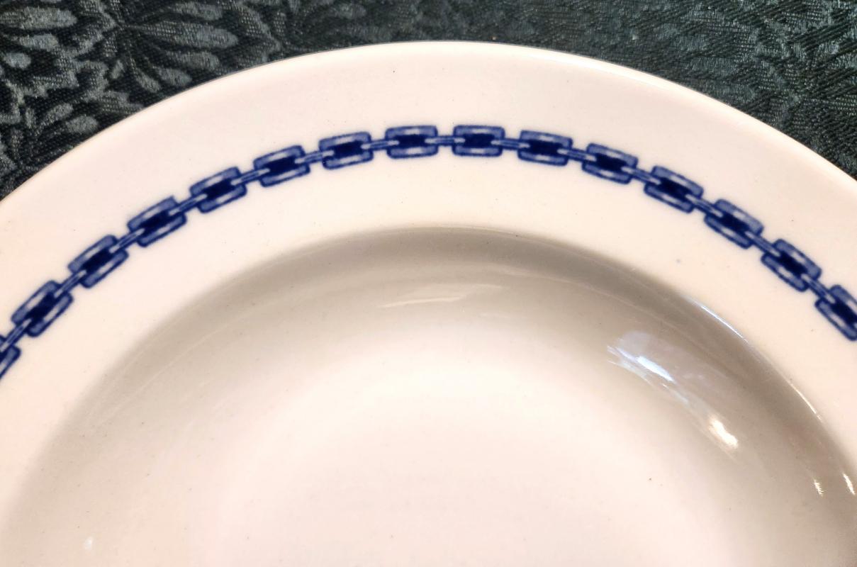 Vintage Maddock/Lamberton BLUE CHAIN NAVY WARDROOM Soup Bowl Restaurant Ca.1900 RARE!