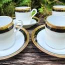 Vintage Richard Ginori PALERMO Demitasse Cup/Saucer Set/4 Black/Gold