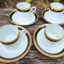 Vintage Richard Ginori PALERMO Demitasse Cup/Saucer Set/4 Black/Gold