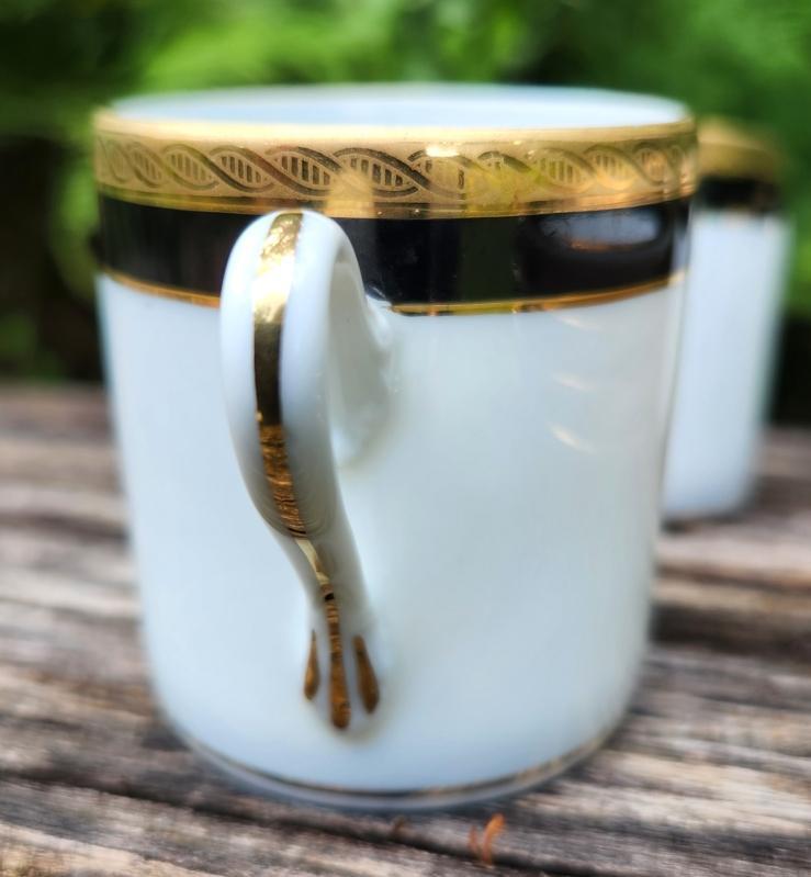 Vintage Richard Ginori PALERMO Demitasse Cup/Saucer Set/4 Black/Gold