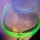 Vintage Twisted Stem Glass Pair Uranium Green/Peach 1940s-60s Italy