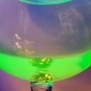 Vintage Twisted Stem Glass Pair Uranium Green/Peach 1940s-60s Italy