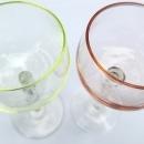 Vintage Twisted Stem Glass Pair Uranium Green/Peach 1940s-60s Italy