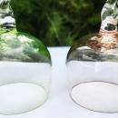 Vintage Twisted Stem Glass Pair Uranium Green/Peach 1940s-60s Italy