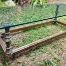 Vintage Italian Carved Wood Coffee Table w/Glass Top