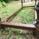 Vintage Italian Carved Wood Coffee Table w/Glass Top