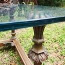 Vintage Italian Carved Wood Coffee Table w/Glass Top