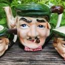 Vintage UCAGCO Toby-Style Teapot/Cream/Sugar 1950s Japan As Is