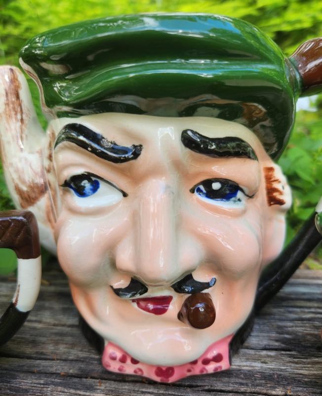 Vintage UCAGCO Toby-Style Teapot/Cream/Sugar 1950s Japan As Is