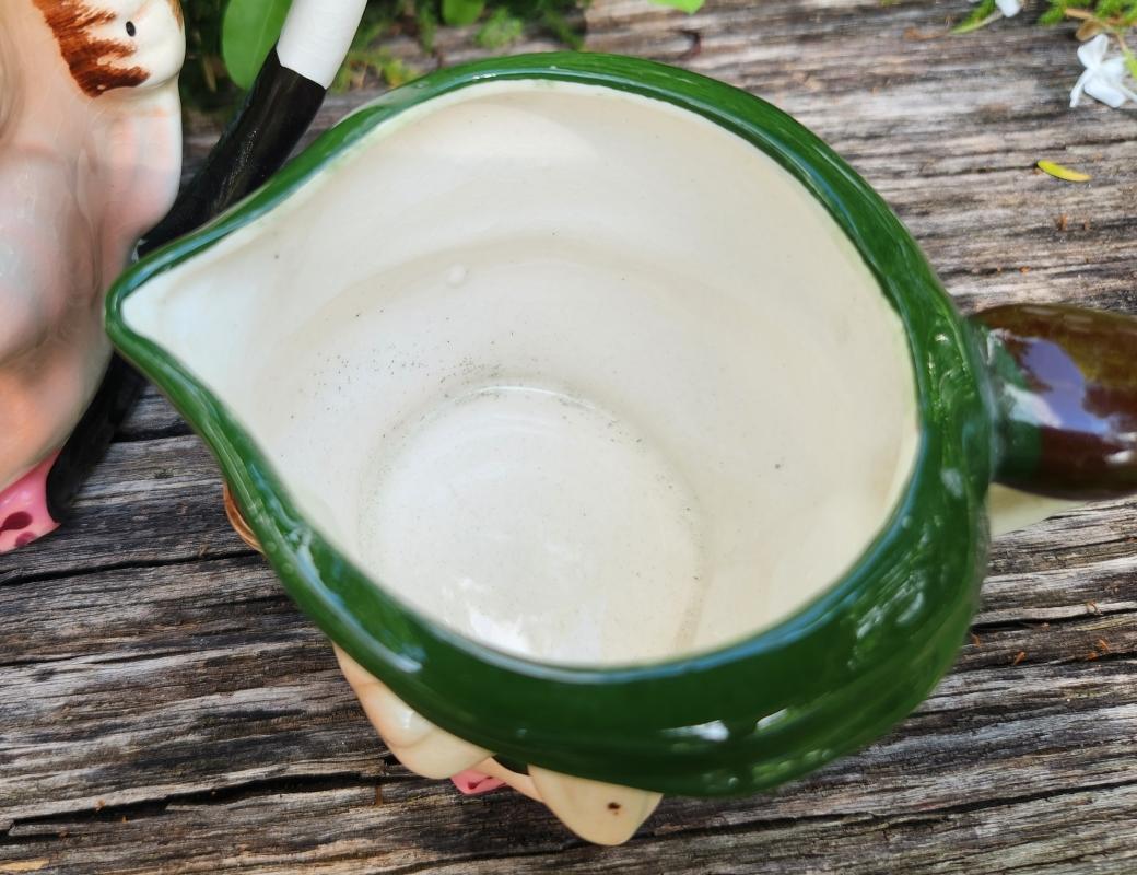 Vintage UCAGCO Toby-Style Teapot/Cream/Sugar 1950s Japan As Is