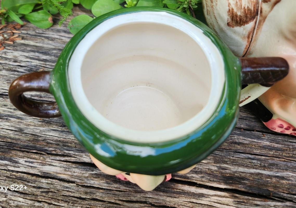 Vintage UCAGCO Toby-Style Teapot/Cream/Sugar 1950s Japan As Is