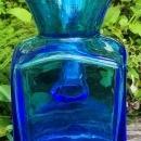 Vintage Rainbow Art Glass Pitcher Square Blue 5.75