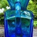 Vintage Rainbow Art Glass Pitcher Square Blue 5.75