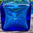 Vintage Rainbow Art Glass Pitcher Square Blue 5.75