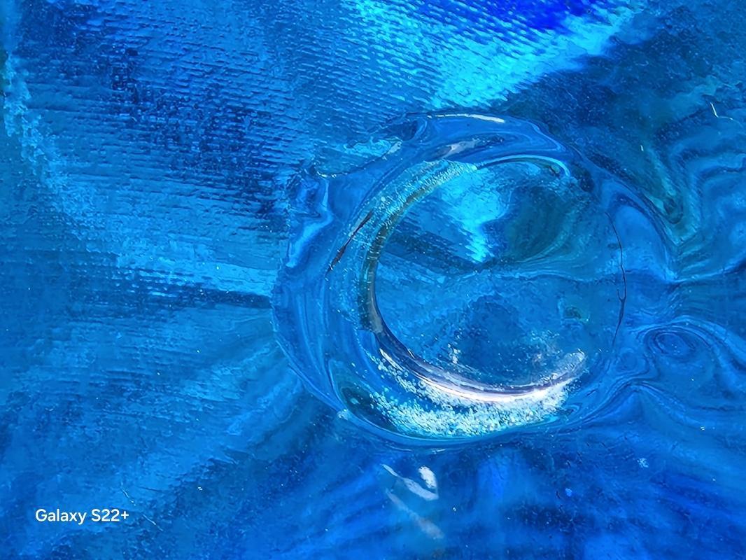 Vintage Rainbow Art Glass Pitcher Square Blue 5.75