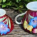 Vintage Foley Cream/Sugar Maroon Hand-Painted Floral 3