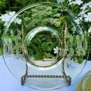 Vintage Tiffin FLANDERS Topaz Yellow Plate Set/7 Etched Glass 6 3/8