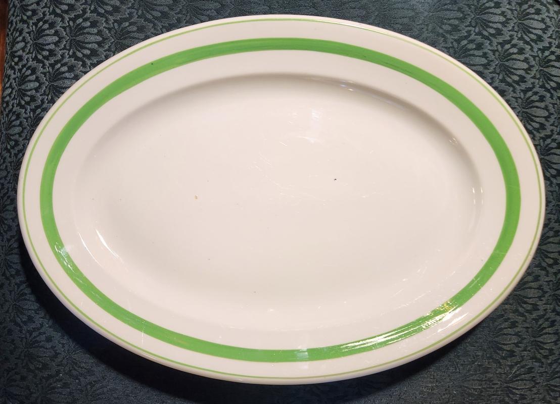 Vintage Mayer Green Stripe Platter Restaurant 17.5