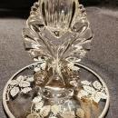 Vintage New Martinsville #4554 Silver Overlay Bramble Candleholder 1930s