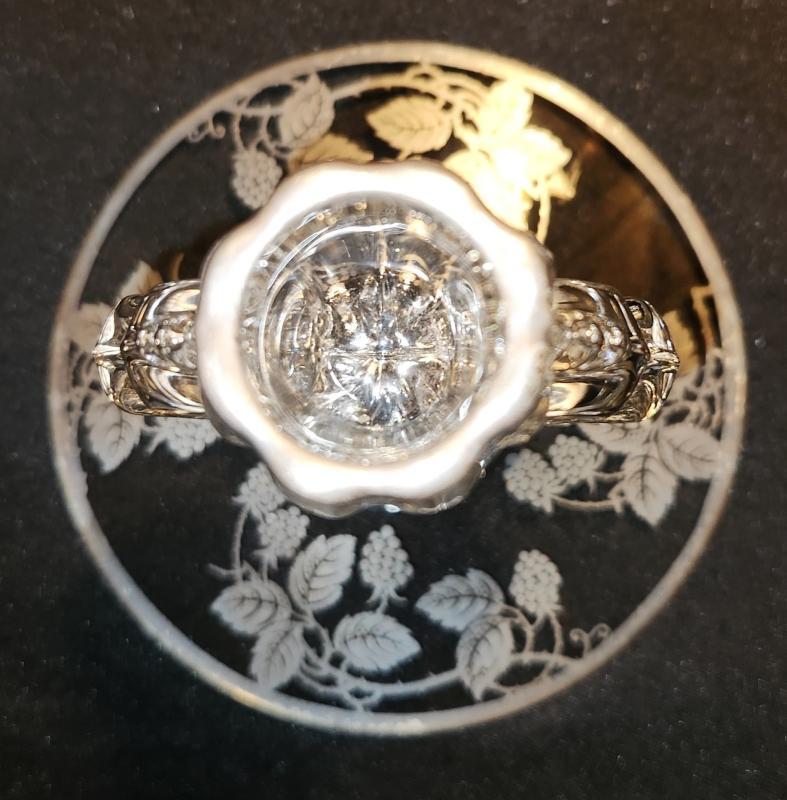 Vintage New Martinsville #4554 Silver Overlay Bramble Candleholder 1930s