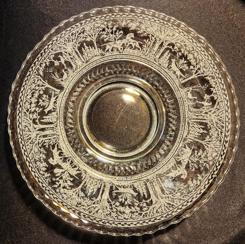 Vintage Wheeling #5097 FOX/HOUNDS Cake Plate D-58e