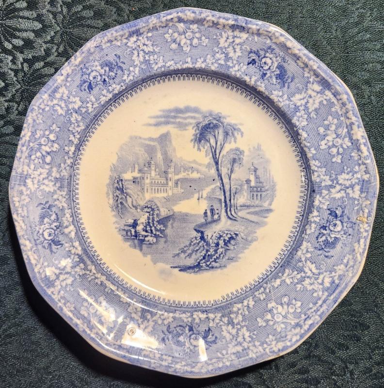 Antique MILAN Staffordshire Plate Blue/White South Wales Pottery 1839-58