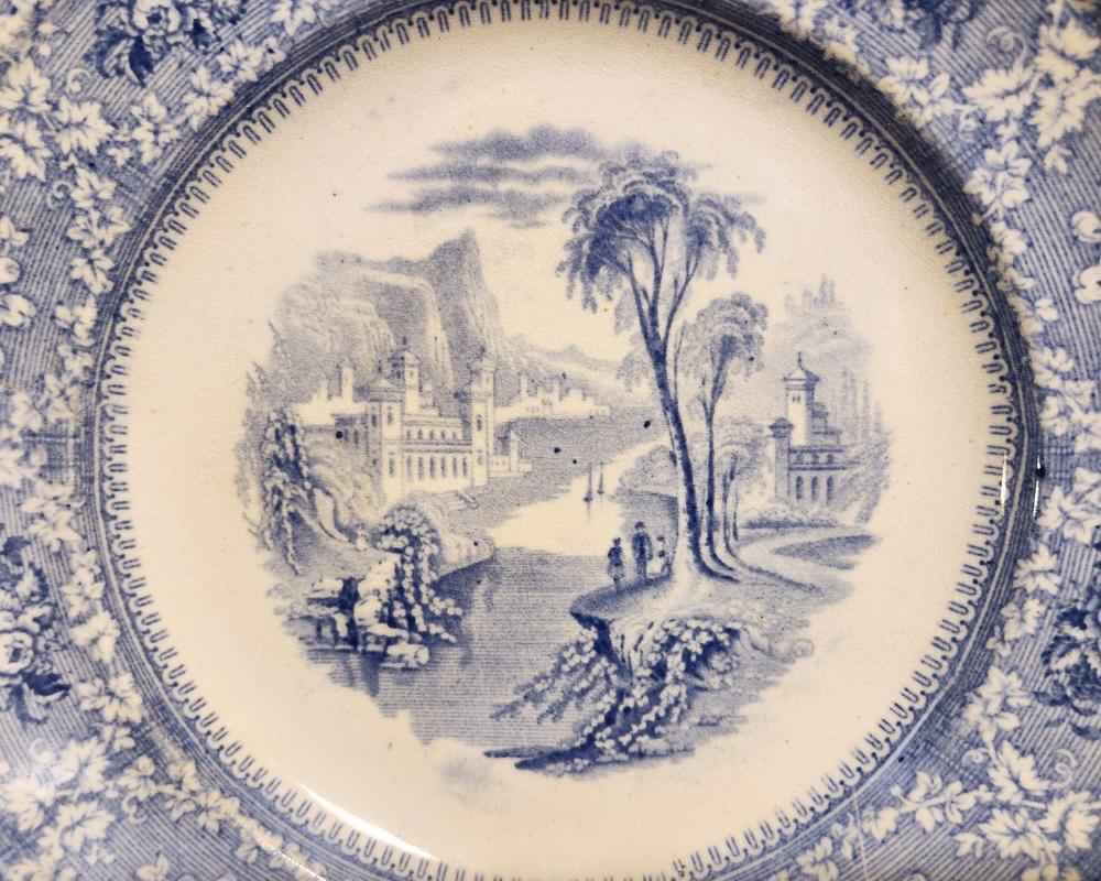 Antique MILAN Staffordshire Plate Blue/White South Wales Pottery 1839-58