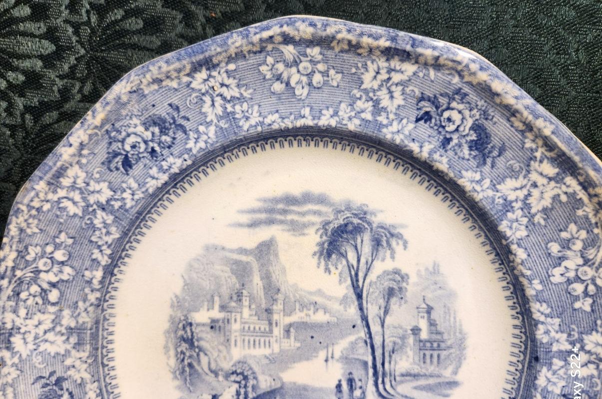 Antique MILAN Staffordshire Plate Blue/White South Wales Pottery 1839-58
