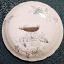 Antique Transferware Lid Gray-Blue Floral 8.75