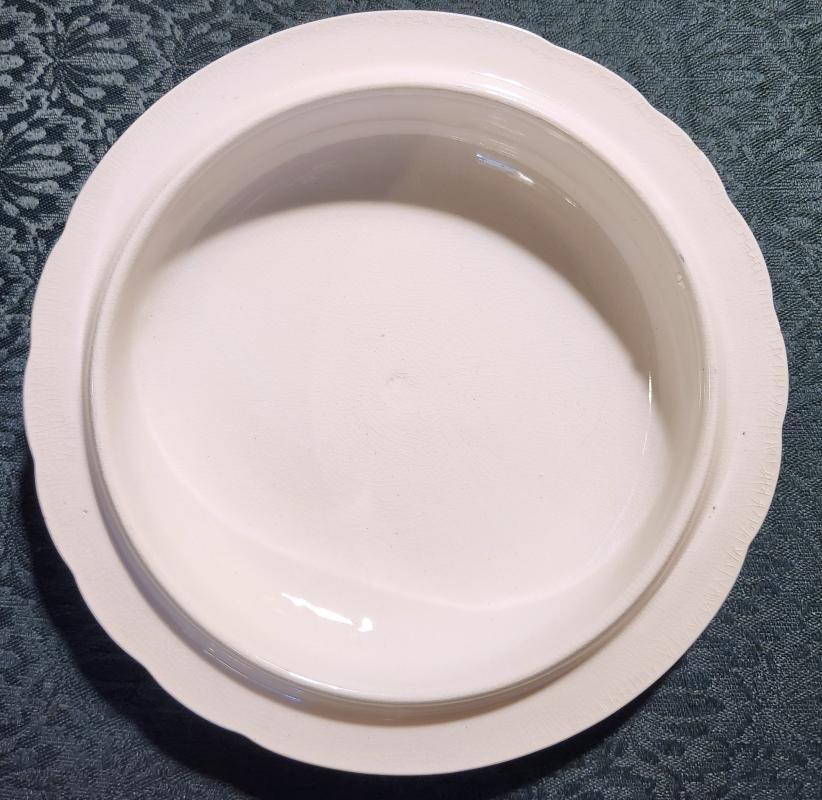 Antique Transferware Lid Gray-Blue Floral 8.75