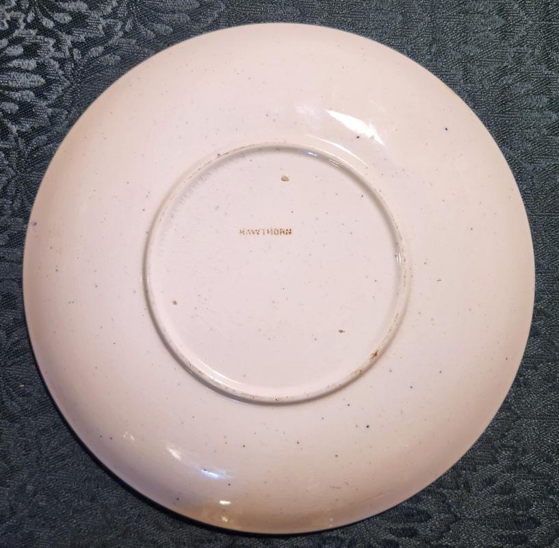 Antique HAWTHORN Brown Transfer Underplate British Anchor Pottery 1880s