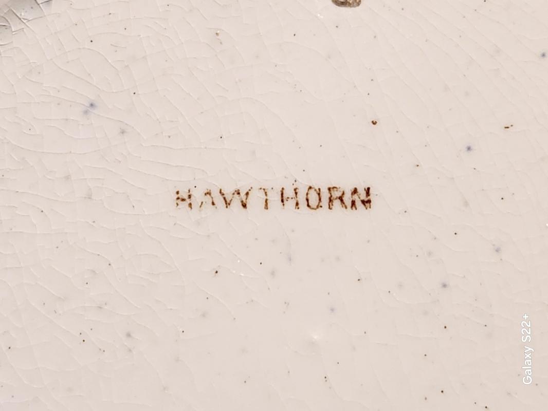 Antique HAWTHORN Brown Transfer Underplate British Anchor Pottery 1880s