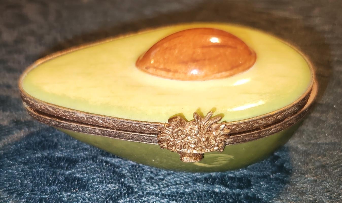 Vintage Avocado Limoges Trinket Box Signed
