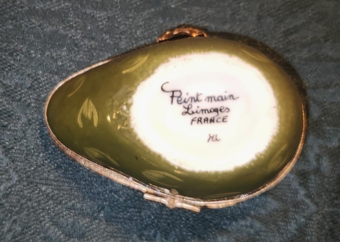 Vintage Avocado Limoges Trinket Box Signed