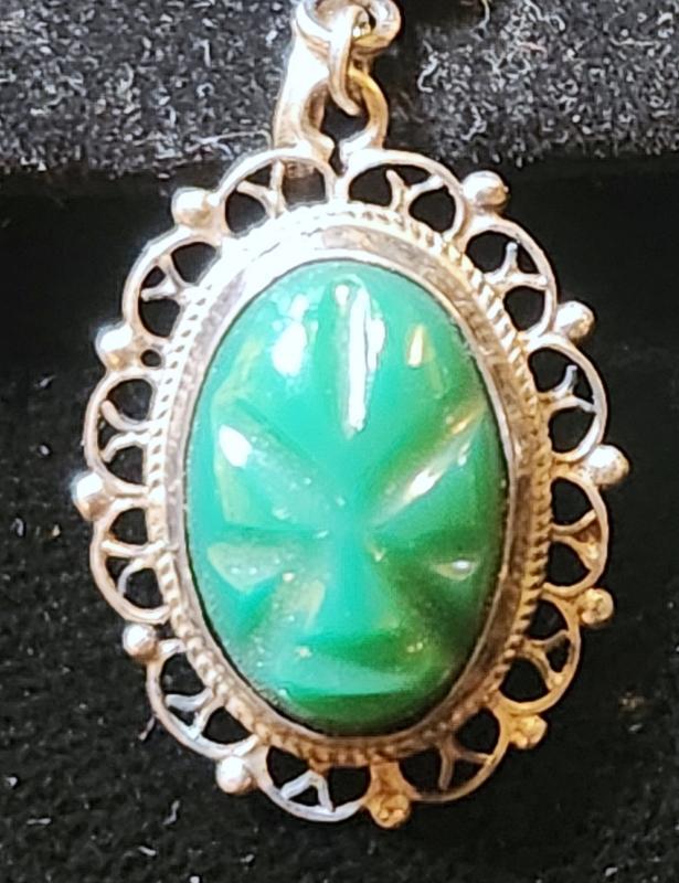 Vintage Mexican Sterling Earrings Green Masks Signed