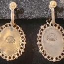 Vintage Mexican Sterling Earrings Green Masks Signed